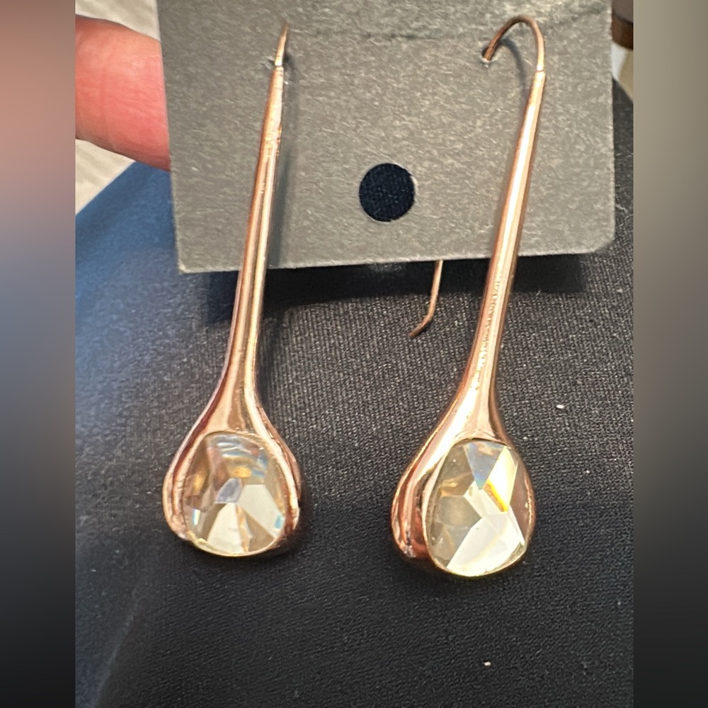 Robert Lee Morris Rose Gold Teardrop Earrings with Citrine-Tone Stones - Picture 2 of 2